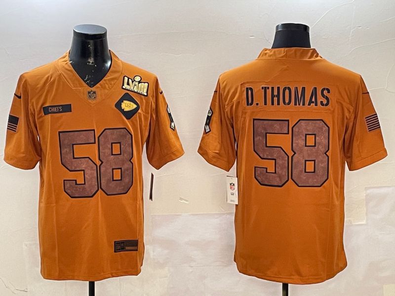Men Kansas City Chiefs 58 Thomas Yellow 2025 Nike Salute to Service Limited NFL Jersey style 2